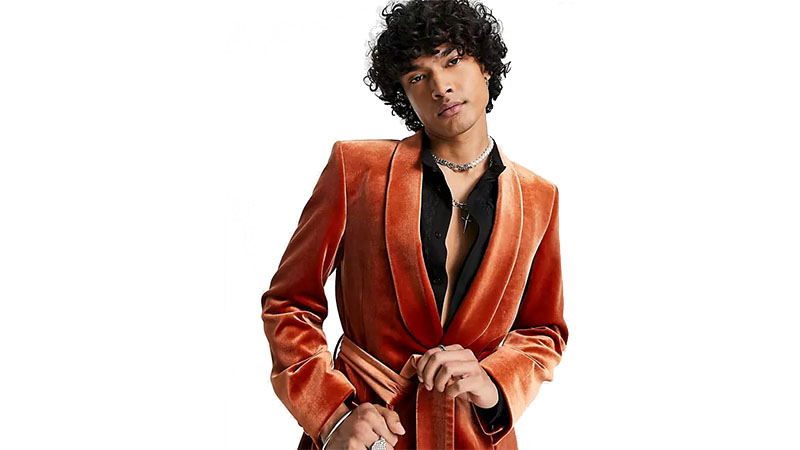 Asos Burnt Orange Slim Smoking Jacket