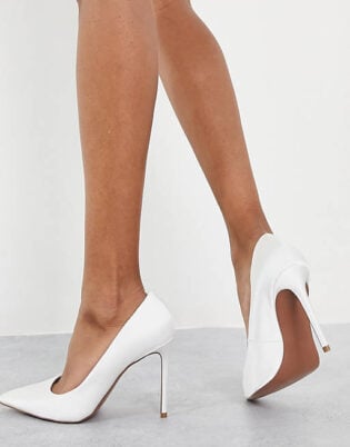 Asos Design Wide Fit Penza Pointed High Heeled Court Shoes In White