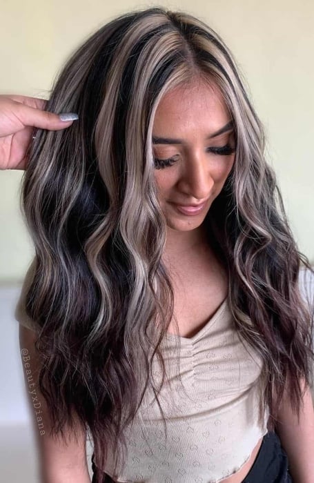 Black Hair With Blonde Highlights For 2023  Pretty Designs