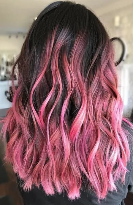 Black Hair With Pink Highlights