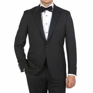 Canali Black Wool Peak Lapel Tuxedo Suit Front1