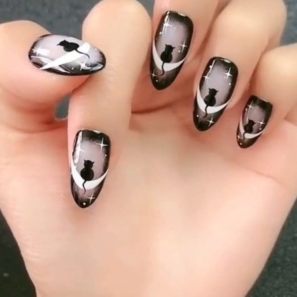 Cat Halloween Nails