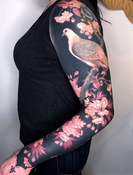 Cherry Blossom Sleeve Tattoo (1)