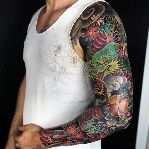 100 Dragon Sleeve Tattoo Designs For Men  Fire Breathing Ink Ideas  Dragon  sleeve tattoos Sleeve tattoos Full sleeve tattoos