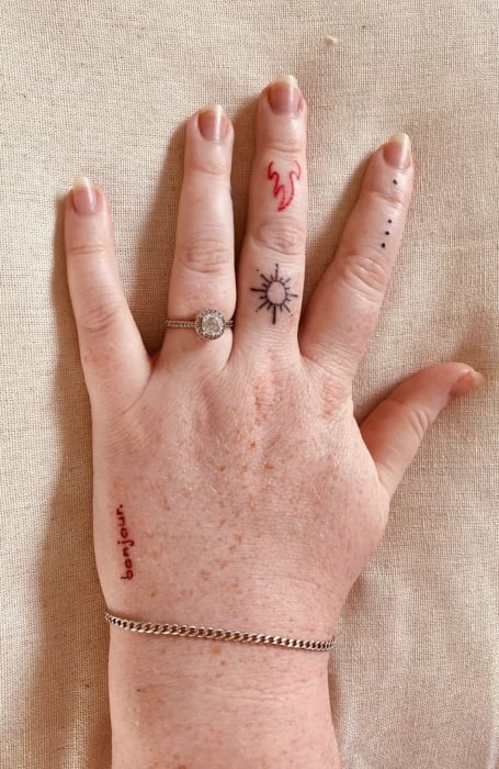 Finger Patchwork Tattoos