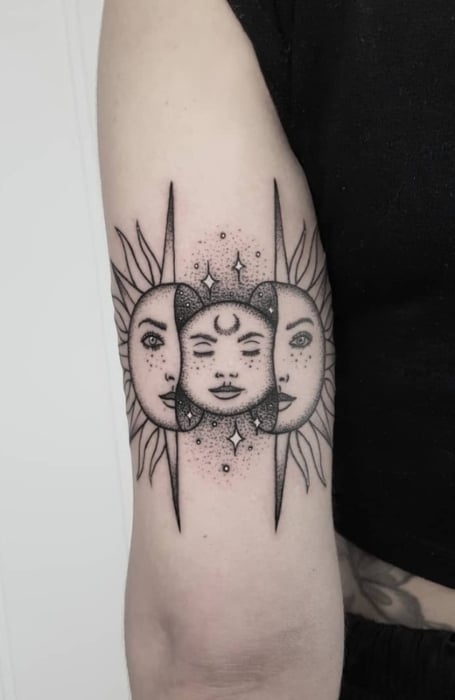 Full Moon And Sun Tattoo 