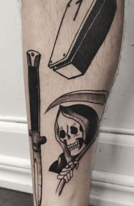 Grim Reaper Patchwork Tattoo