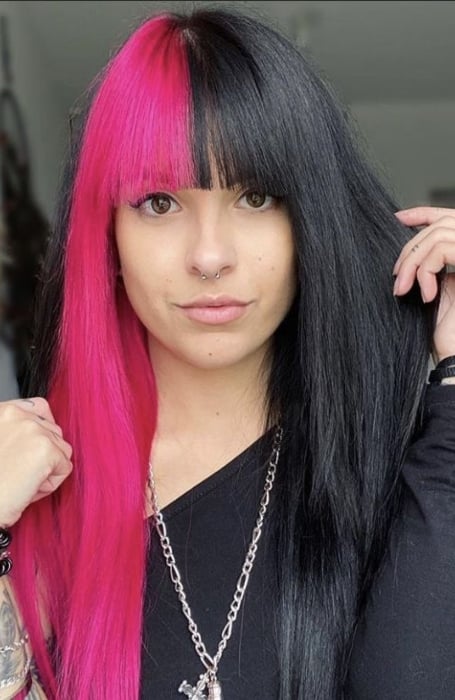 Half Pink Half Black Hair