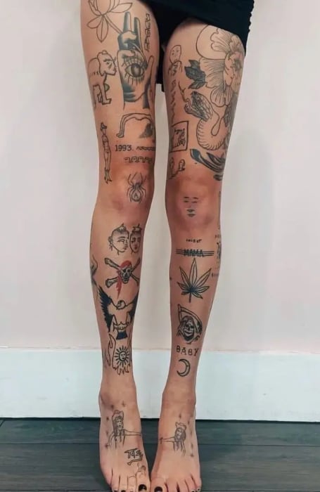 Leg Patchwork Tattoos (1)