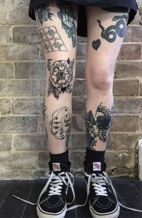 Leg Patchwork Tattoos