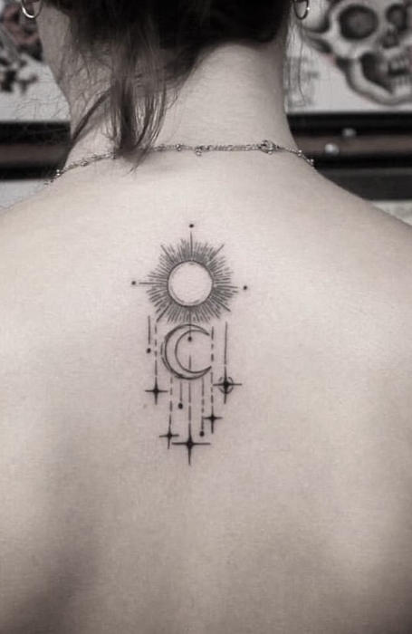 Meaningful Sun Moon And Stars Tattoo 