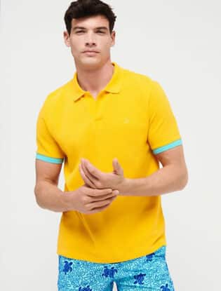 Men Cotton Pique Polo Shirt Solid