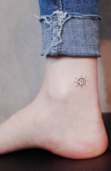 Minimalist Sun And Moon Tattoo 