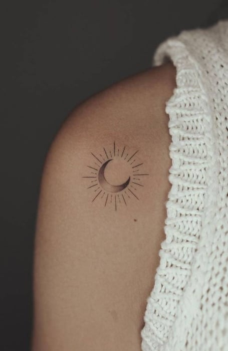 Minimalist Sun And Moon Tattoo