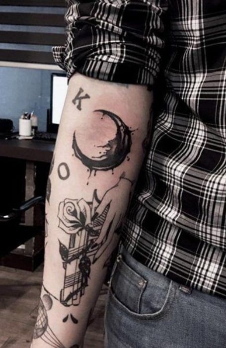 Moon Patchwork Tattoos