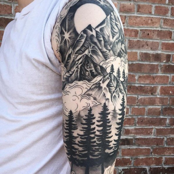 Top more than 85 realistic mountain tattoo sleeve super hot - thtantai2