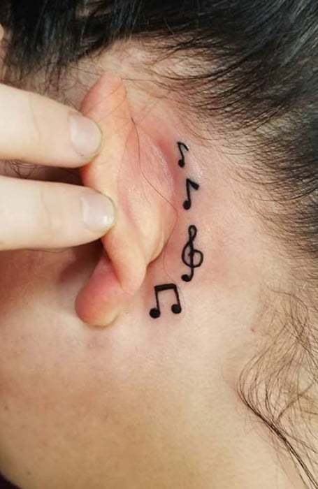 Music Note Tattoo Behind Ear (1)