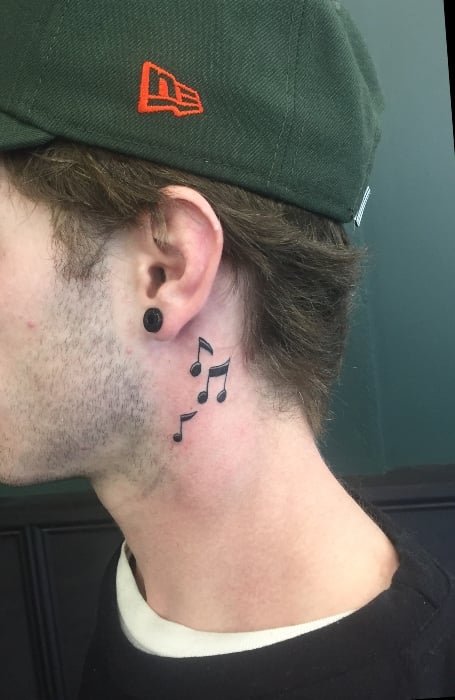 Music Note Tattoo Behind Ear