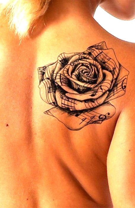 Music Notes With Roses Tattoo