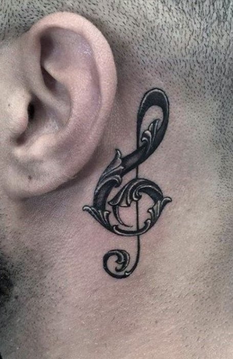 Music Tattoo On Neck