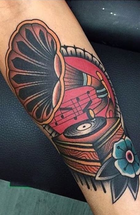 Neo Traditional Music Tattoo