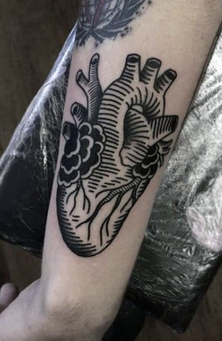Patchwork Tattoos With Anatomical Heart 