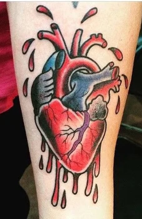 Patchwork Tattoos With Anatomical Heart