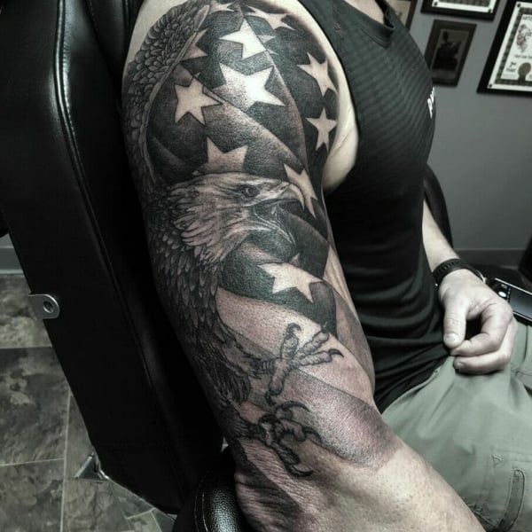 Black  Grey American Flag By Alex Foronda At Daygo Ink  Cuts In San  Diego CA  rtattoos