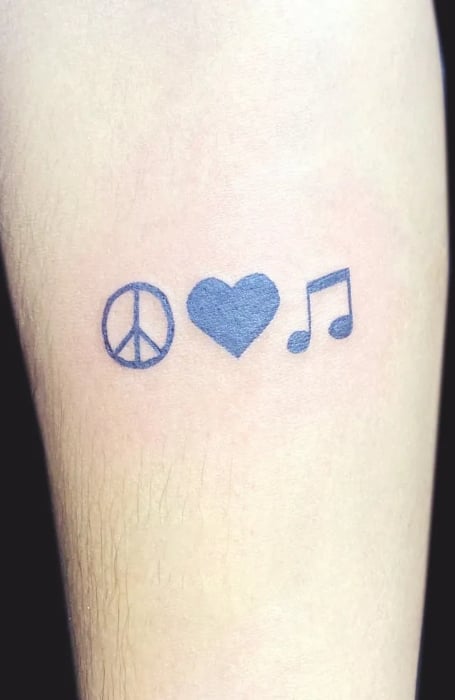 love peace music  Peace sign tattoos Peace tattoos Music tattoos