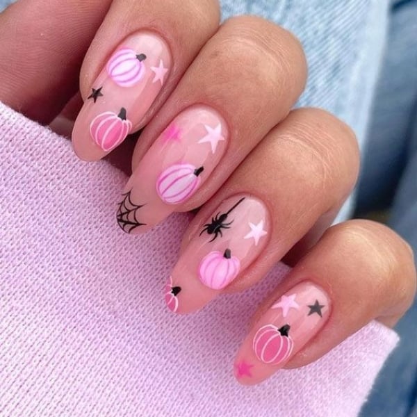 Pink Halloween Nails