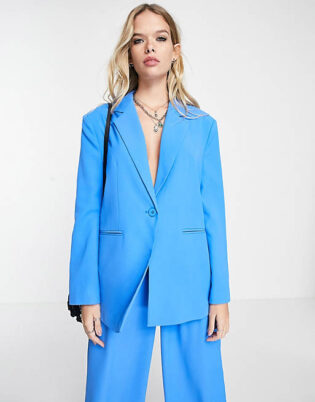 Reclaimed Vintage Oversized Blazer In Bright Blue (part Of A Set)