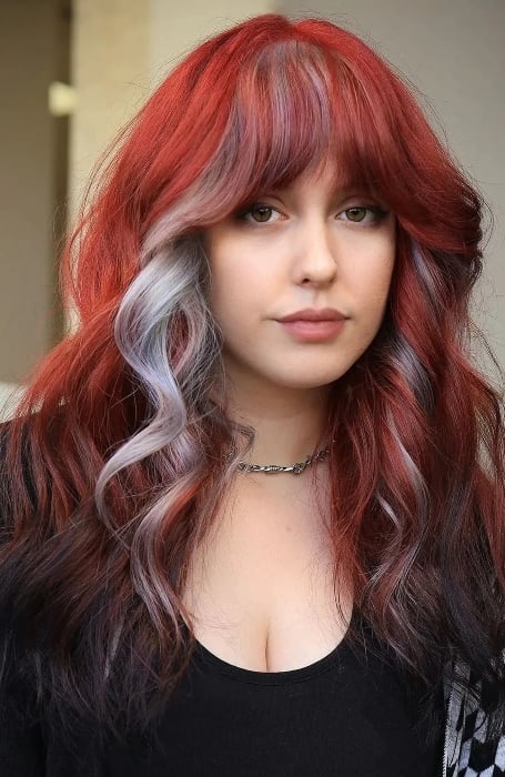 Red Hair With Peekaboo Highlights 