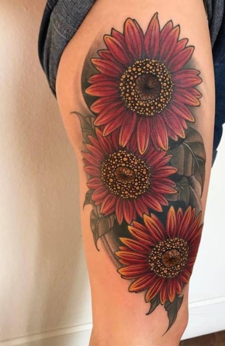 Red Sunflower Tattoo