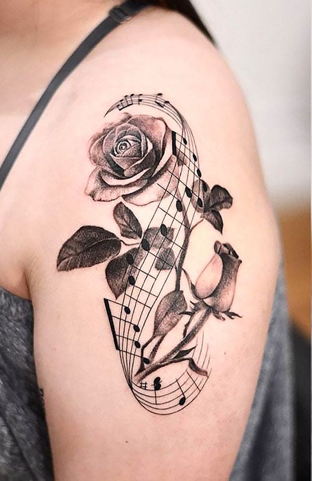 Cool Music Tattoo Design for Girls  Boys  Black Poison Tattoos