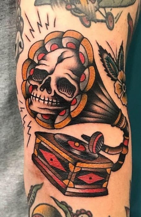 Skull Music Tattoo Designs