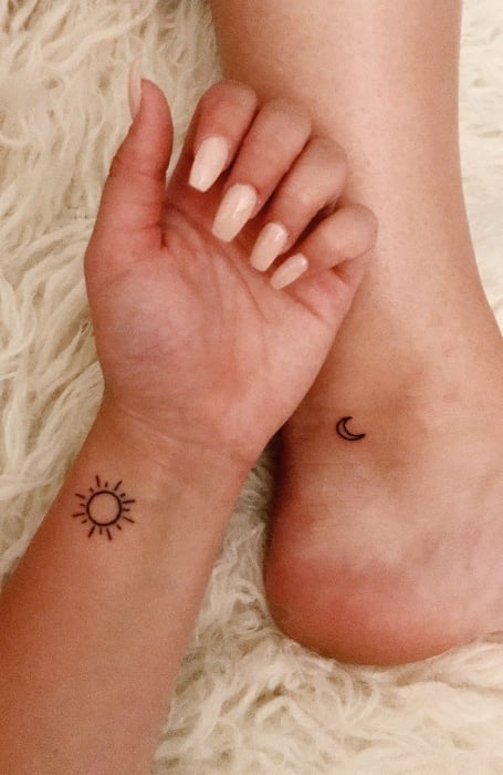 Small Sun And Moon Tattoo