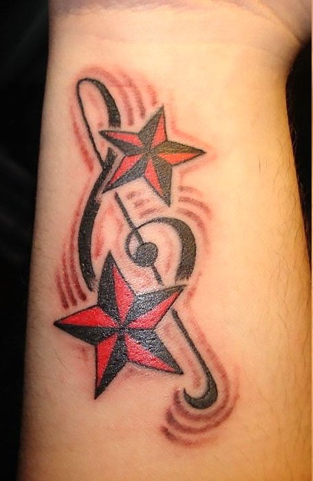 Stars And Music Notes Tattoos 1