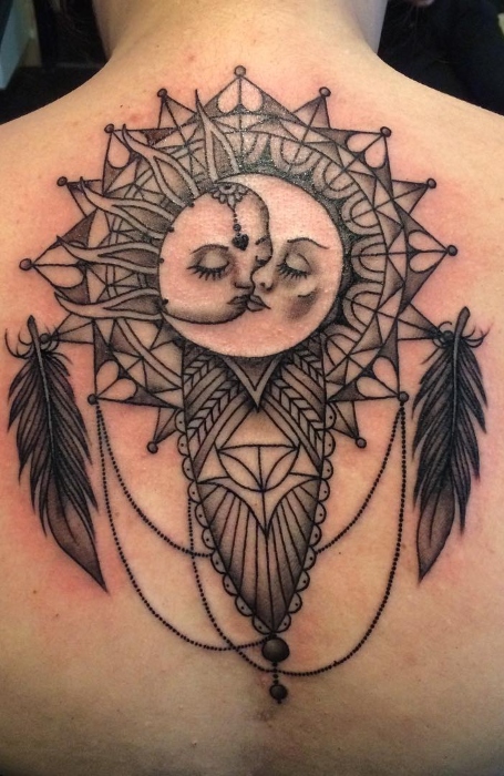 Sun And Moon Dreamcatcher Tattoo