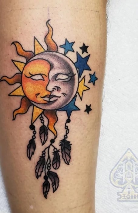 Sun And Moon Dreamcatcher Tattoo1