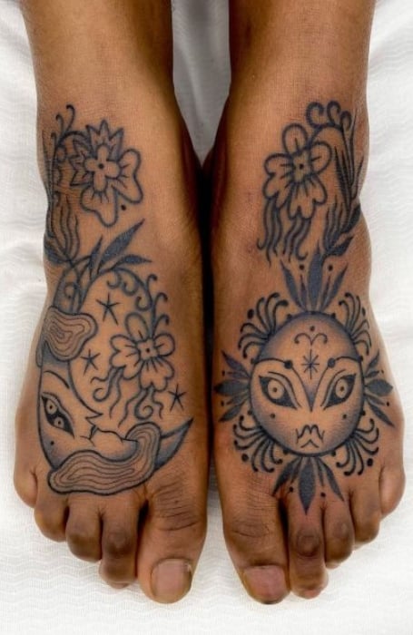 Sun And Moon Foot Tattoo 