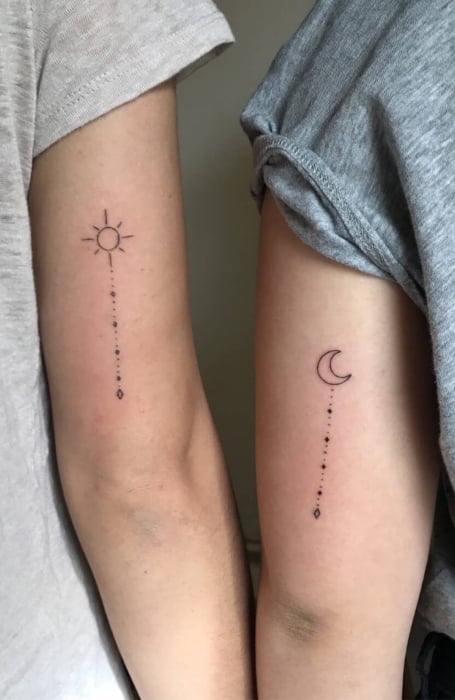 Sun Moon  Stars font  Sun tattoos Moon tattoo designs Small star  tattoos