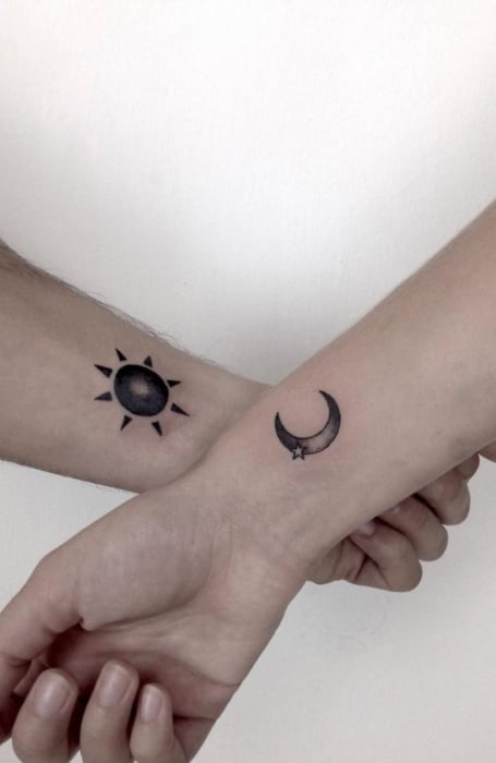 Sun And Moon Wrist Tattoo 