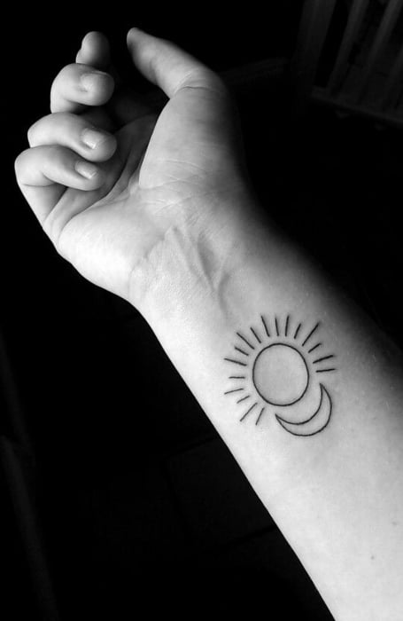 Sun And Moon Wrist Tattoo