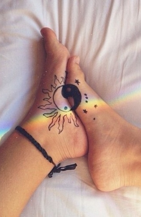 Perfectly Balanced Sun and Moon Matching Tattoos  Tattoo Glee