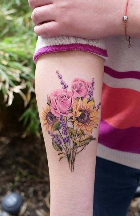 Sunflower Bouquet Tattoo