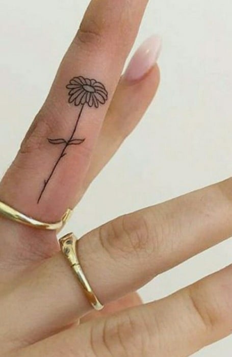Sunflower Finger Tattoo