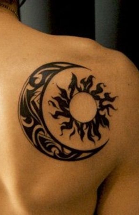 Tribal Sun And Moon Tattoo