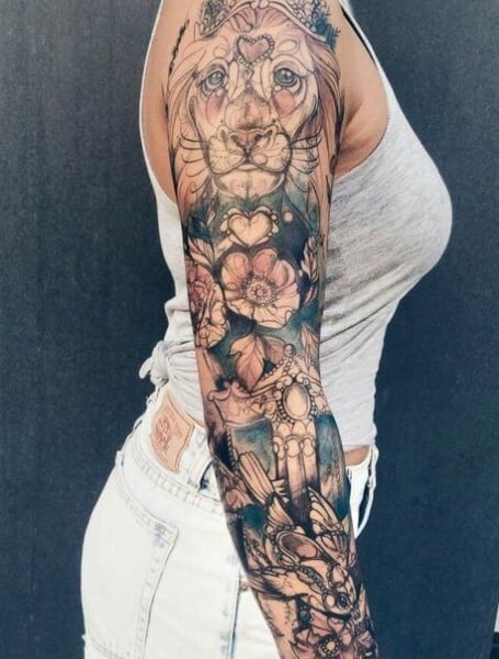 Floral sleeve | Tattoo cover sleeve, Sleeve tattoos for women, Sleeve  tattoos