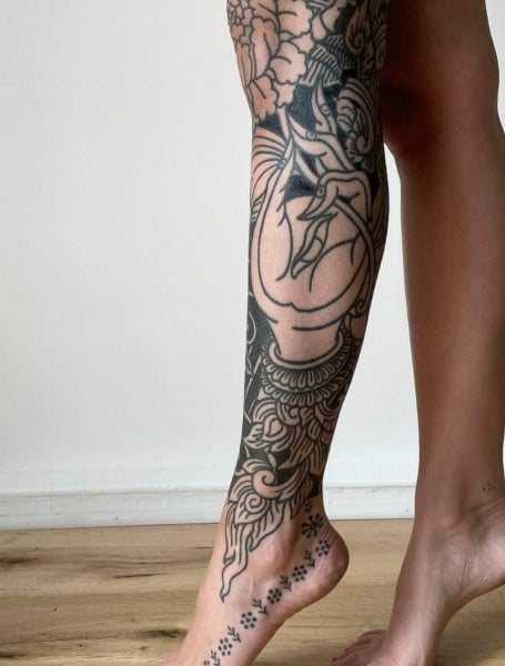 Half Leg Sleeve Tattoo 