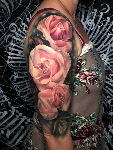 Rose Half Sleeve Tattoo (1)